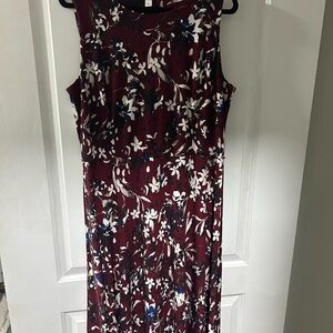 Charter Club Burgundy and White Floral Maxi Dress
